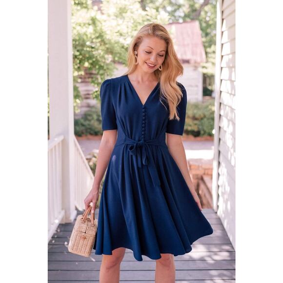 Gal Meets Glam Navy Bella Dress Women's Size‎ 6 - Picture 1 of 7